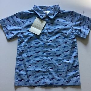 Rachel Riley blue Whale print cotton shirt size 2Y